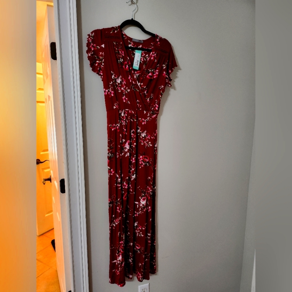 Red floral dress